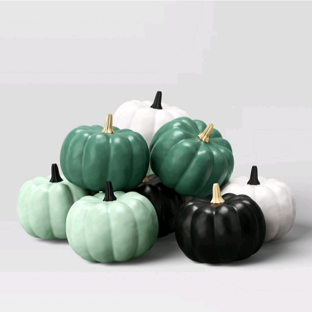 New Hyde & Eek 8pk Pumpkins Indoor Decorative Black White Green NIB